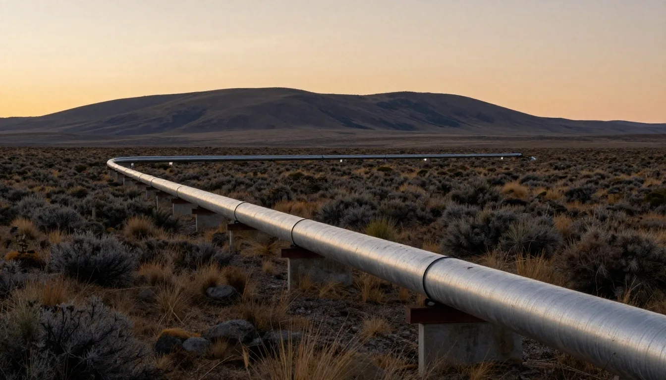 Yacimiento petrolero al anochecer con bombas de extracción en silueta