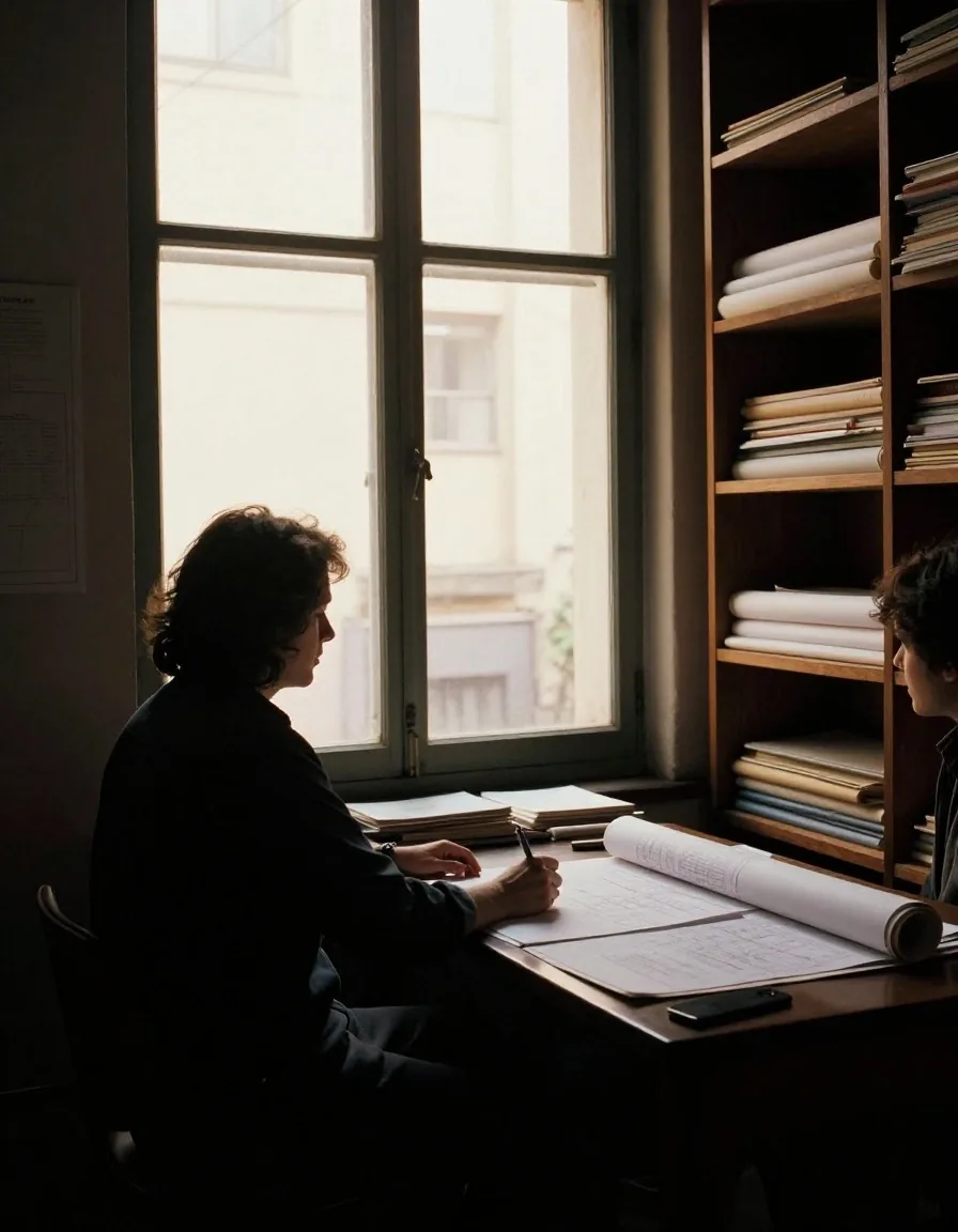 Dos analistas revisando mapas geológicos y documentos financieros sobre una mesa
